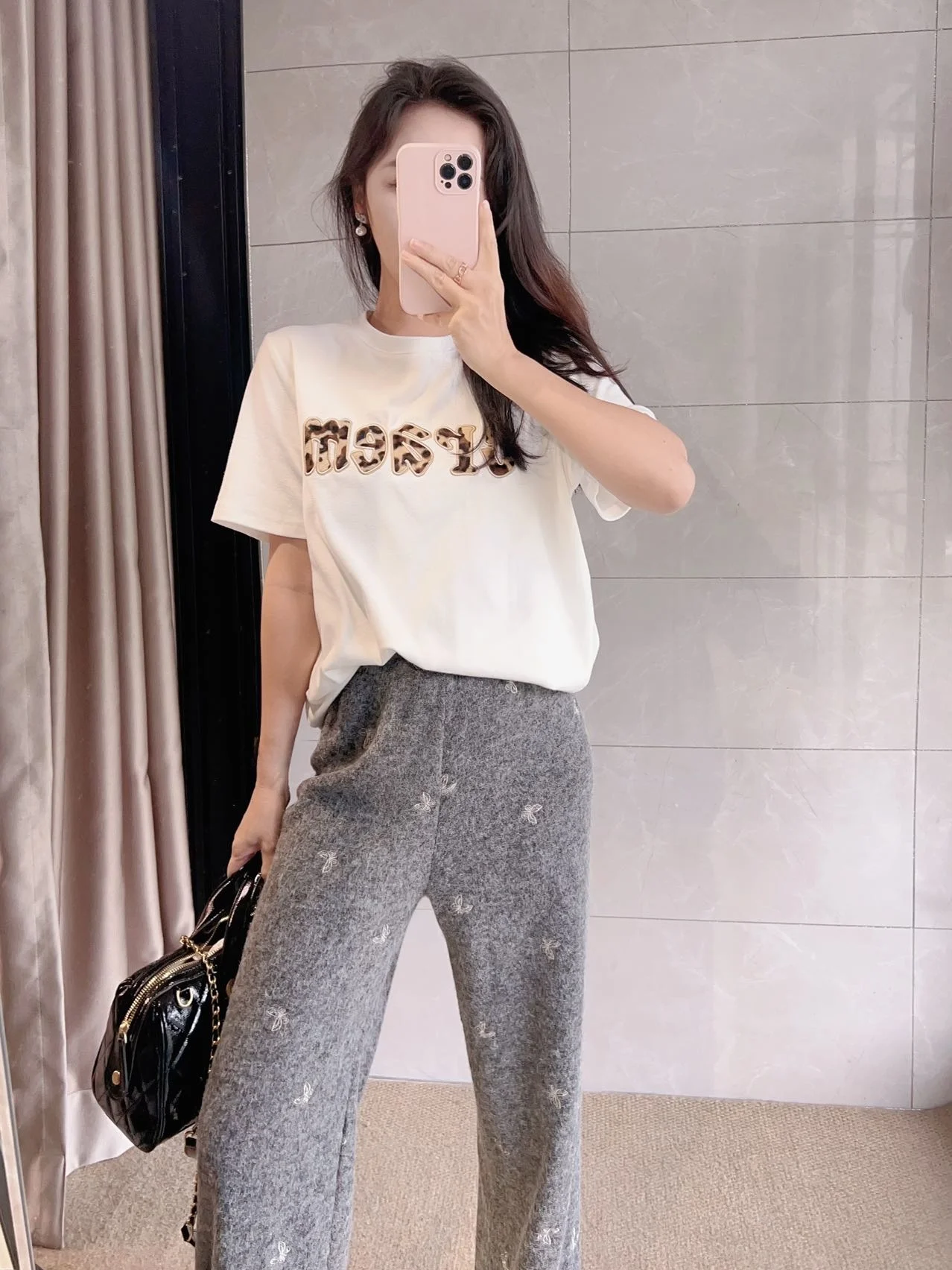 

Романтичные вышитые брюки с мехом и эластичным поясом, серебристые, повседневные, Princ Barbara Home, французский стиль, из полиэфирного волокна