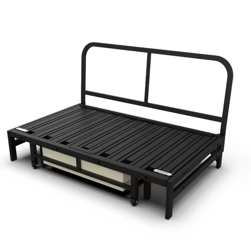Three-section telescopic pull-out metal bed frame dual-purpose sofa bed iron frame multi-functional wrought iron load-bearing