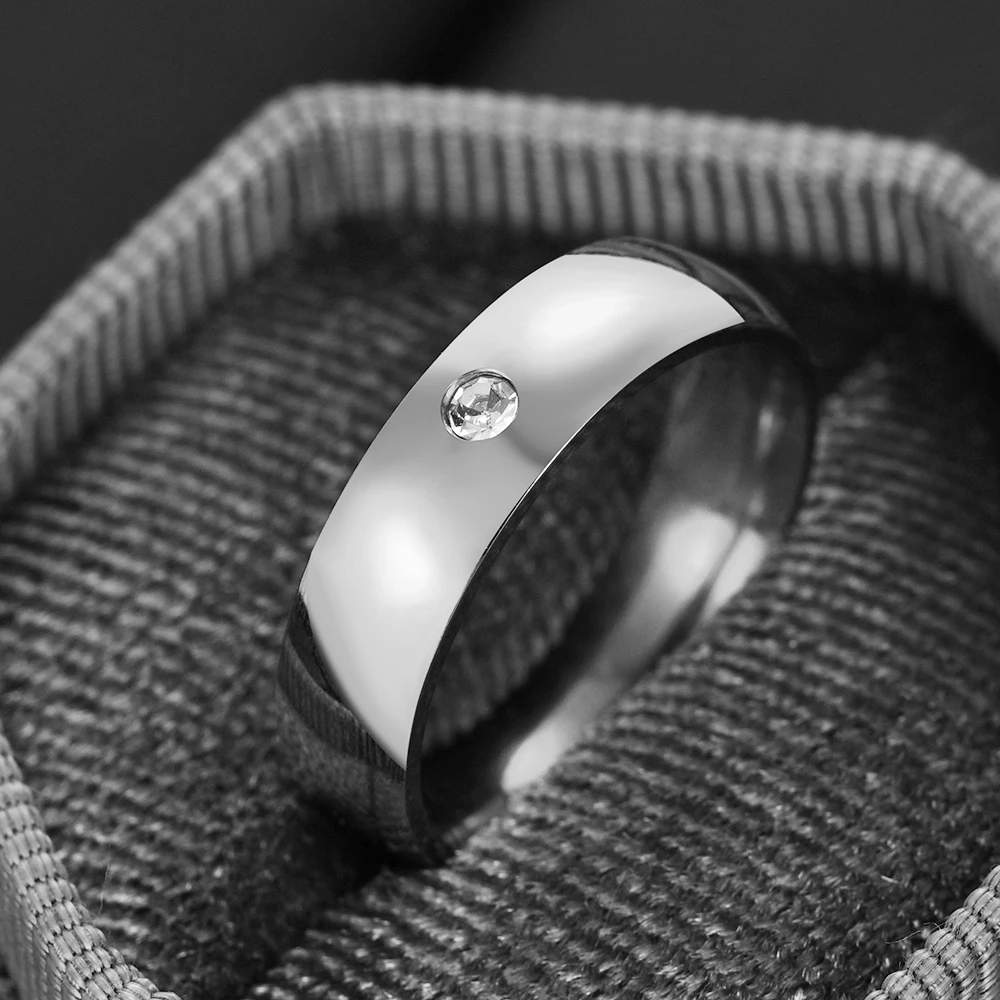 خاتم عصري من الفولاذ المقاوم للصدأ مع حجر تشيكوسلوفاكيا صغير - شريط ناعم متعدد الألوان لا يسبب الحساسية للارتداء اليومي والهدايا #5