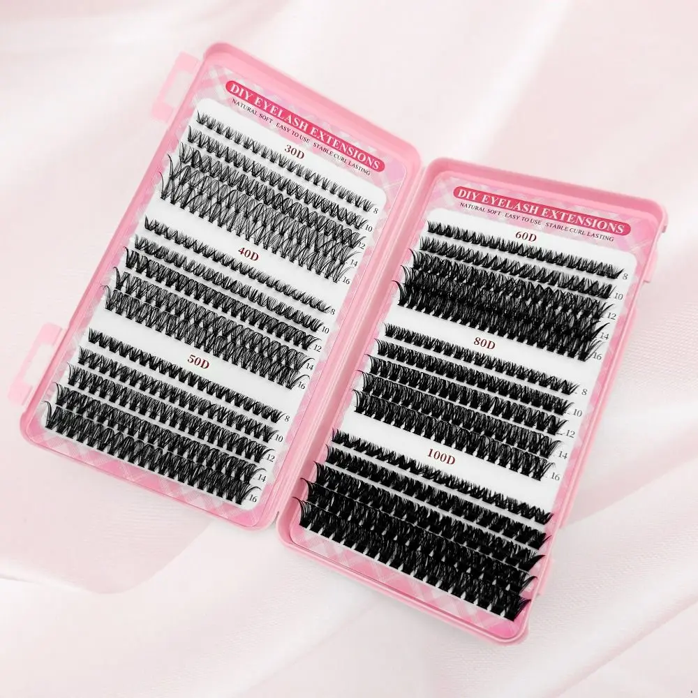 9-16mm Length False Eyelashes Natural Look Wispy Style DIY Lash Extension Kit Fluffy Clusters Volume Fans Eye Makeup Tools