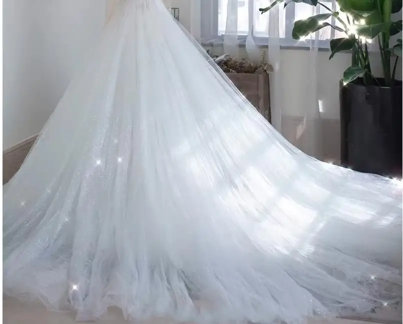 Bling Bling 5 Layers Shiny Tulle Detachable Skirt Train Wedding Removable For Dresses Bridal Overskirt Custom Made Accessories