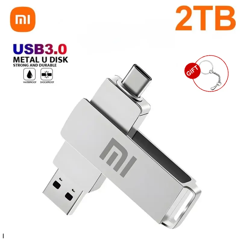 샤오미 미니 USB 3.0 펜 드라이브 메모리, 금속 C 타입 OTG, 고속 방수, 2TB USB 플래시 드라이브, 1TB, 512GB