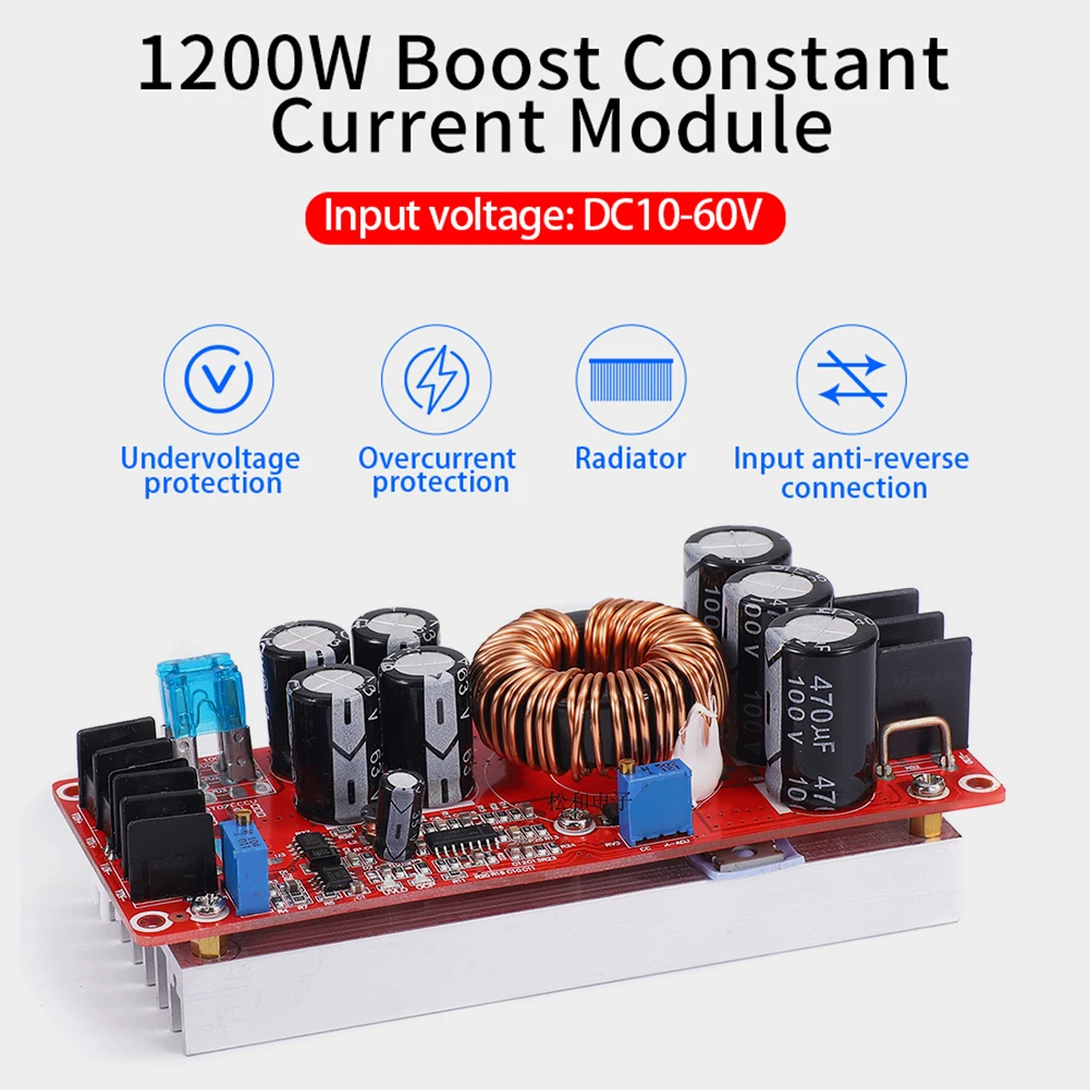 High Power 1200W 20A DC DC Boost Converter Step Up Module Input 10-60V Output 12-83V Adjustable Power Supply