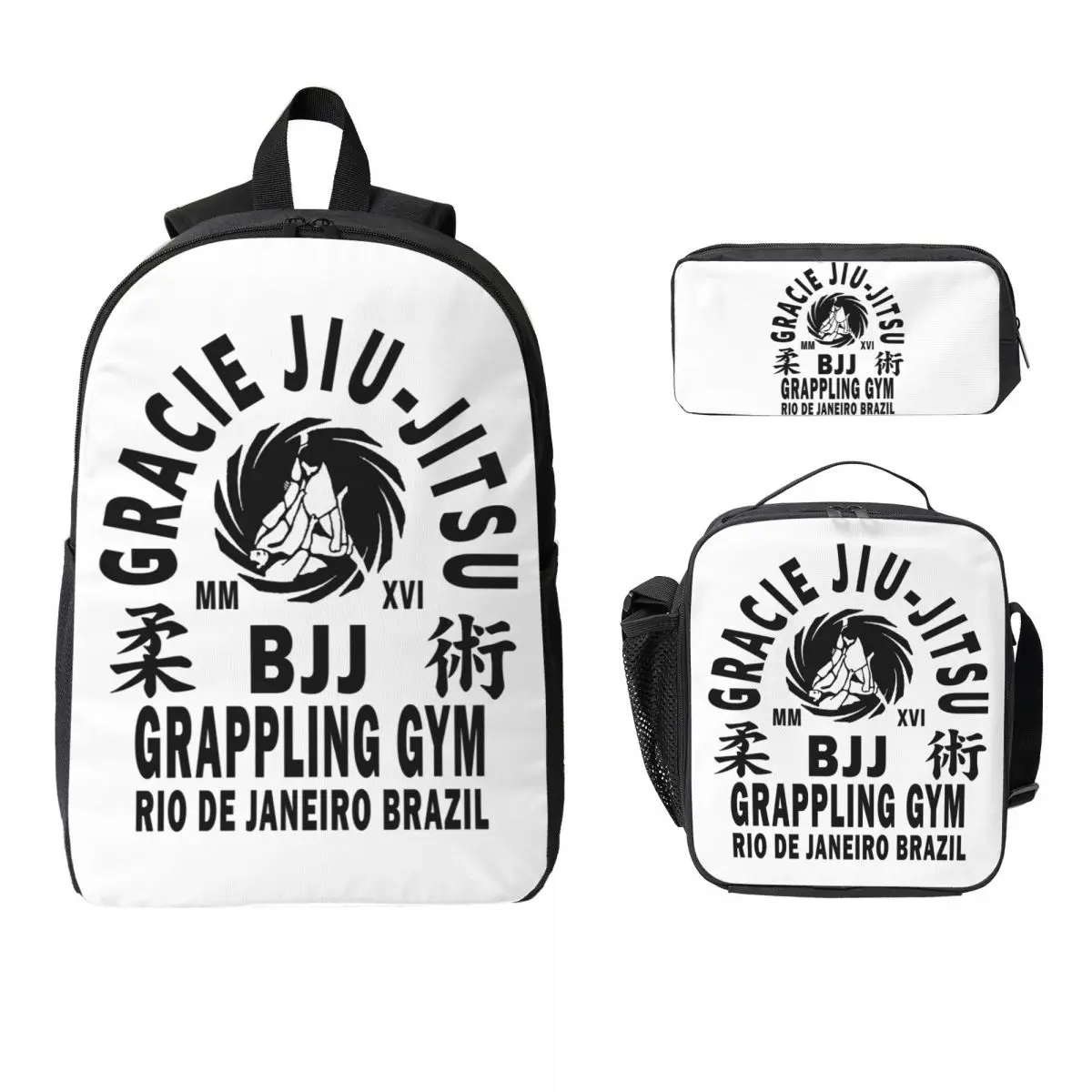 

Brazilian Jiu-Jitsu Backpack Student Boys Girls BookBag School Bag Computer Shoulder Bags 3ps Insulated Lunch Bag Pencil Case