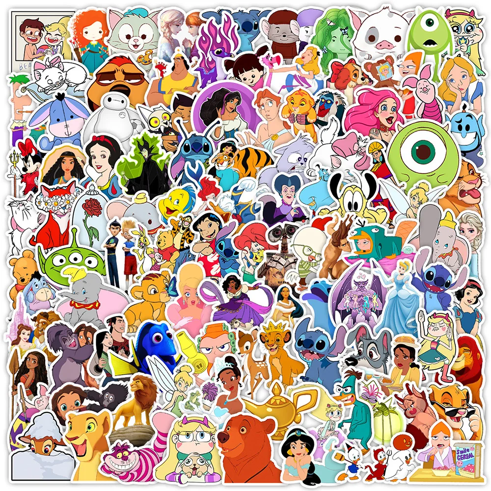 10/30/50/100pcs Disney Character Princess Mickey Mouse The Lion King Stickers Decals Waterproof Cute Cartoon Sticker for Kids