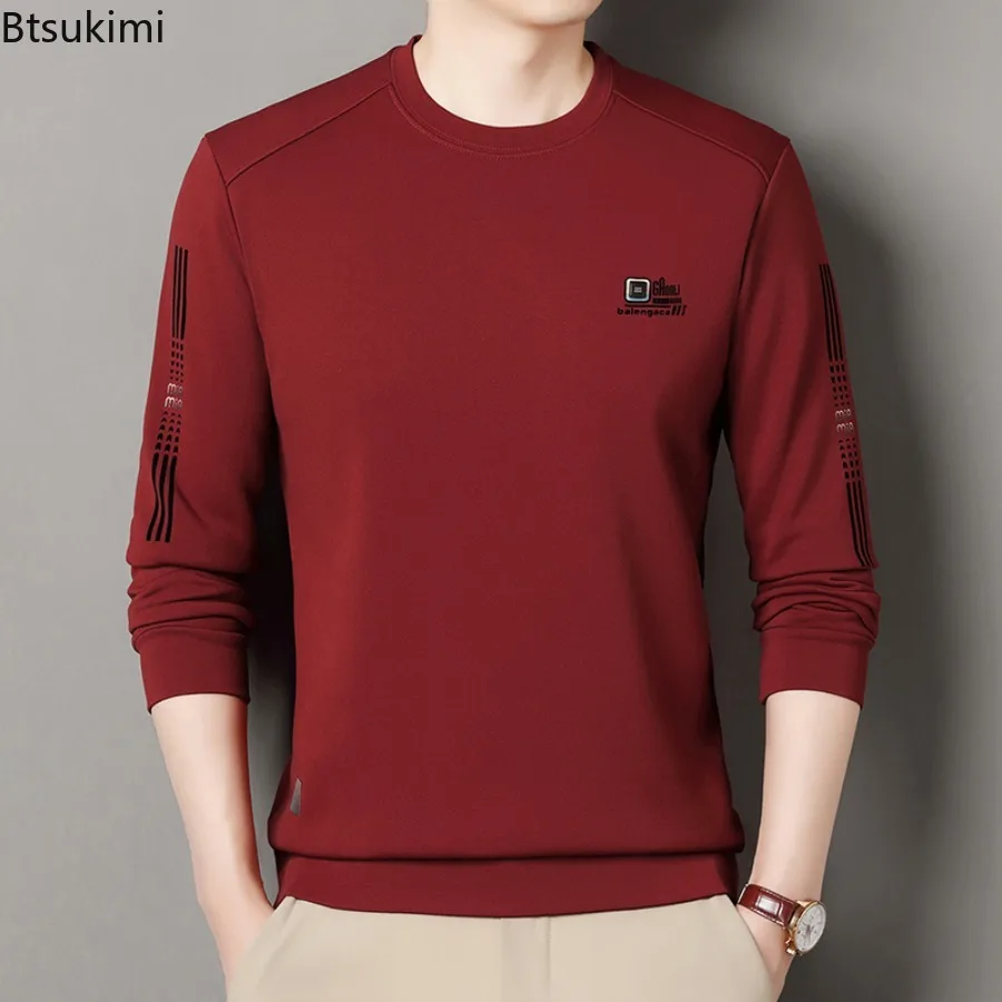 Spring Autumn Men's Long Sleeve Jacquard Hoodies Loose Casual O-neck Pullovers Fashion All-match Men Sweatshirts Bottoming Tops