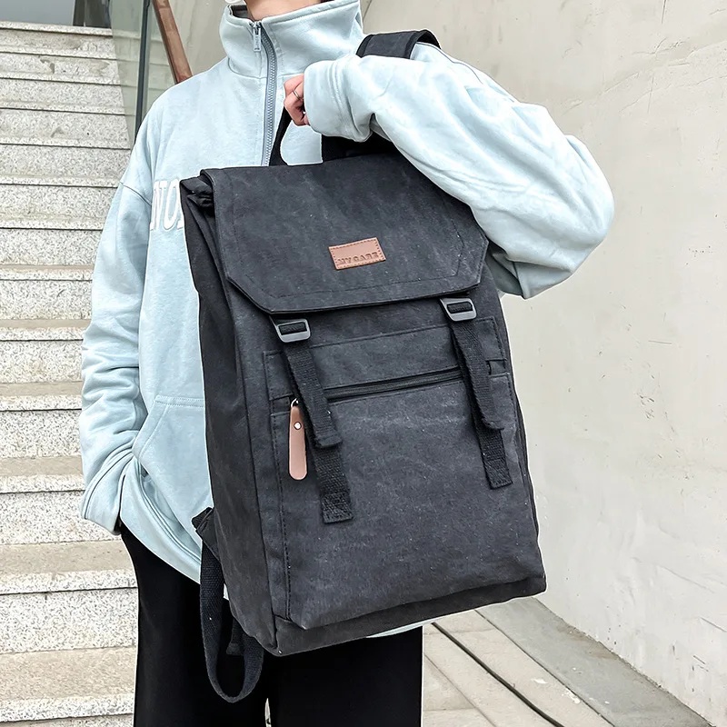 New Canvas Backpack Men Computer Bag Trendy Business Backpack Student Leisure Schoolbag Trend Large Capacity Travel Outdoor Bag