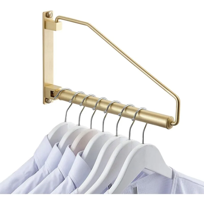 

Folding Wall Mounted Clothes Hanger Rack Clothes Hook Solid Brass with Swing Arm Holder Clothing Hanging System Closet Storage