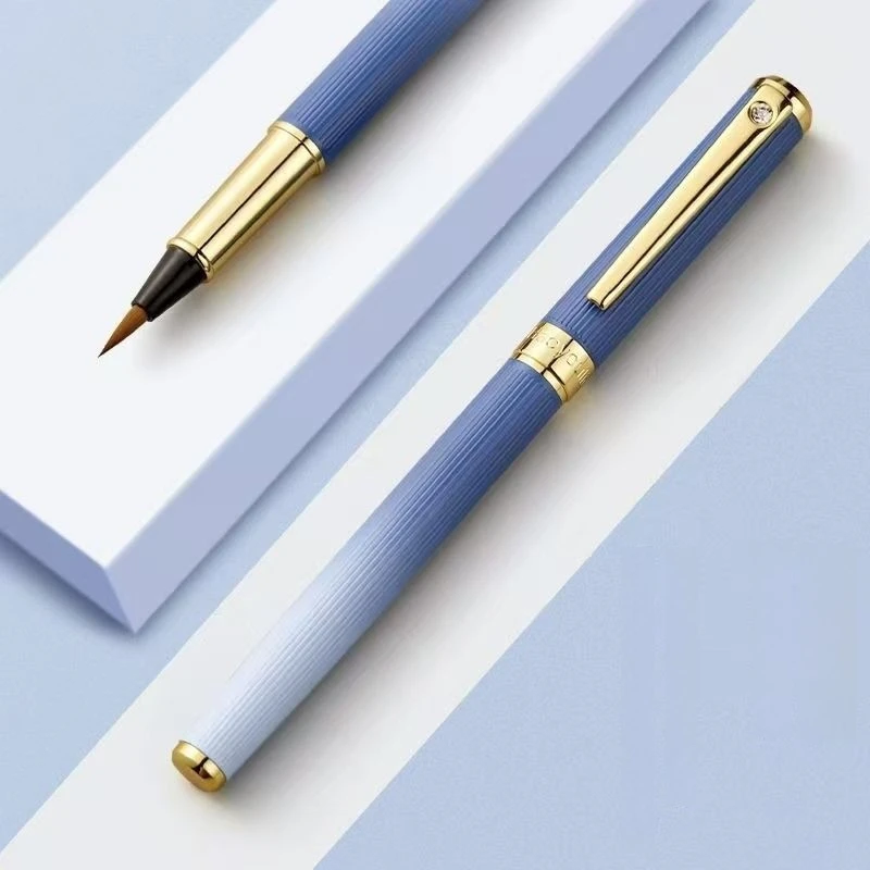 Fountain Pen Calligraphy Brush Metal Soft Bristle Small Regular Calligraphy Brush School Chinese Painting Supplies Stationery
