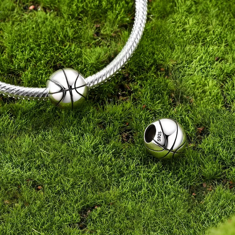 Charms Silver 925 Realistic Basketball Charms Beads Fit Bracelet DIY Jewelry Gift For Women view 3