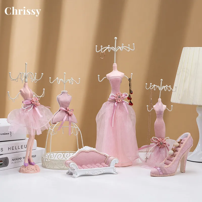 

Jewelry Display- Lady Model Dress High-Heeled Shoes Earring Necklace Ring Jewelry Holder Stand Display Princess Dress