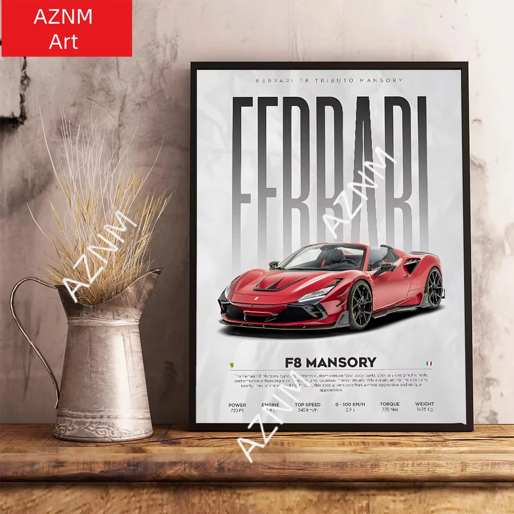 Famous Cars S14 F430 SF90 GTS AMG GT R34 F40 Poster Picture Canvas Painting Wall Art Home Decoration Print for Living Room Decor view 5