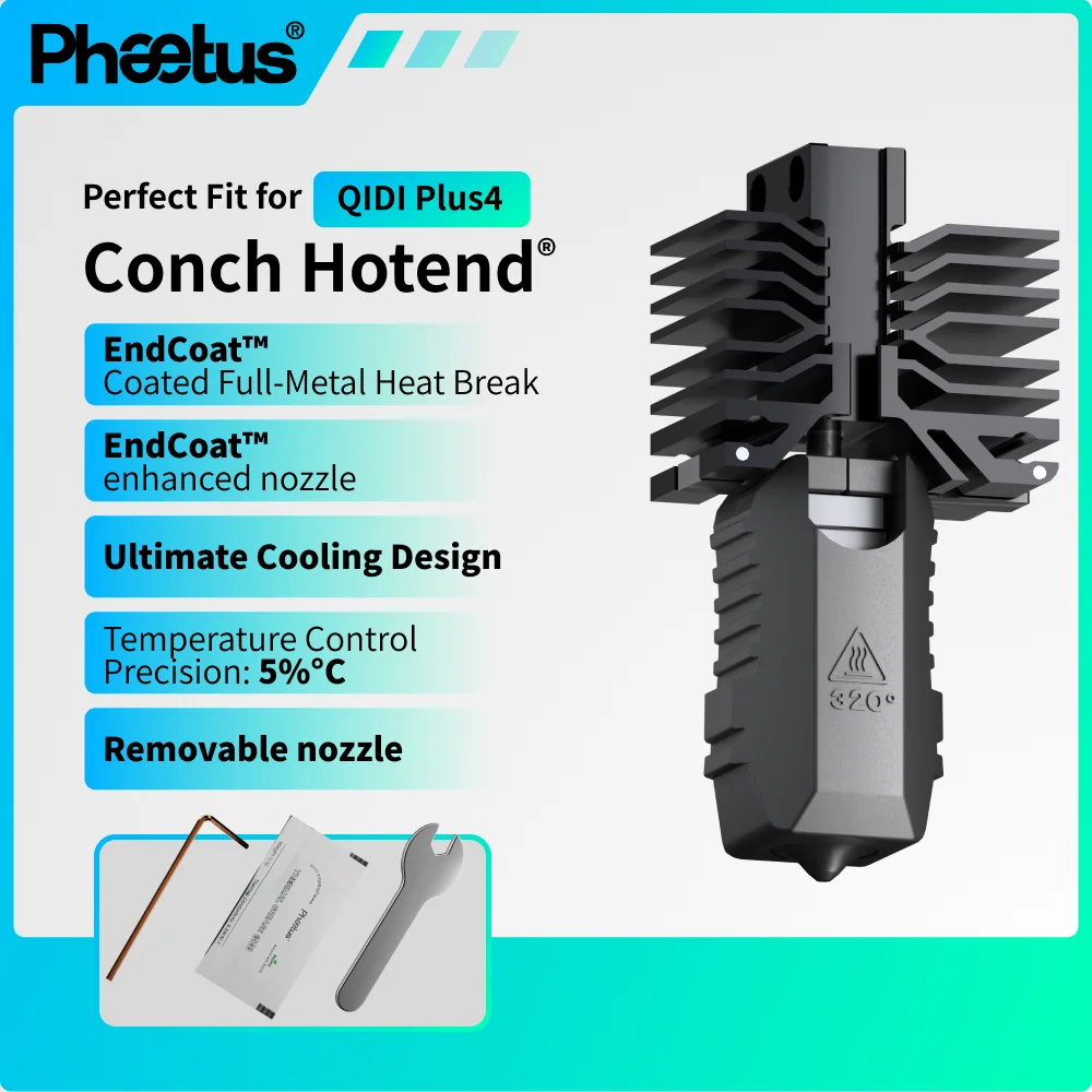 Phaetus for QIDI Plus4 3d Printer Conch M6 Hotend High Quality with Endcoat Nozzle 0.2 0.4 0.6 0.8mm For QIDI 3d Printer