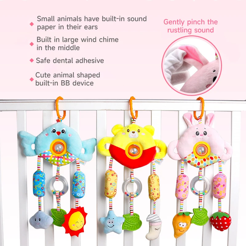 New Baby Sensory Animals Rattles Car Seat Stroller Toys Promote Kids Fine Motor Skills Practice Toys Children Bedtime Toys Gift