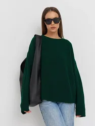 Women's Knitwear Sweaters Basic Warm Vintage Green Sweater Knitted Oversized Thick Loose White Pullover Jumper for Women