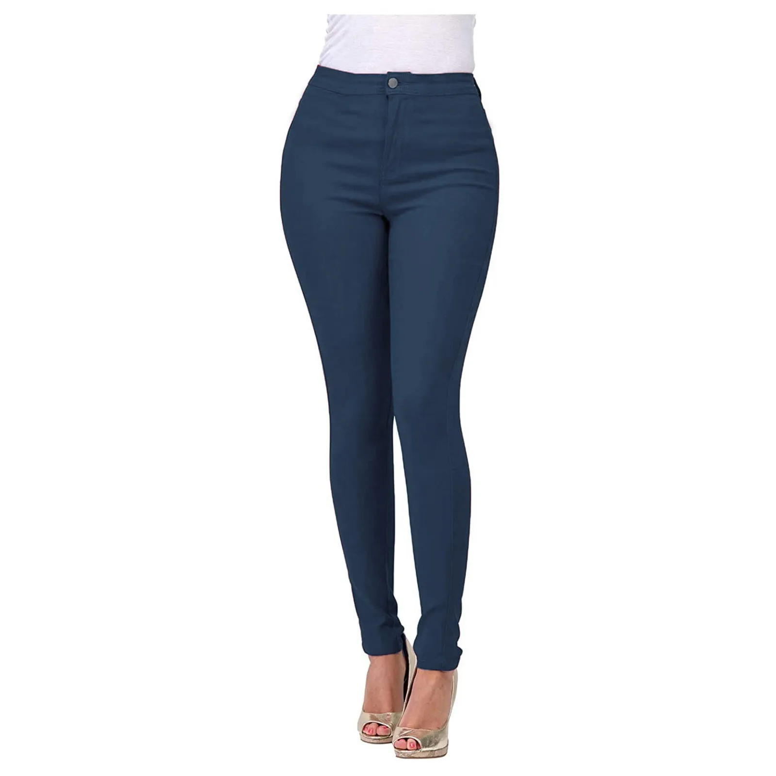 Women's High Waist Long Washed Cotton Button Fly Basic Denim Jeans for Women Casual Everyday Wear Solid Color Red Beige Brown