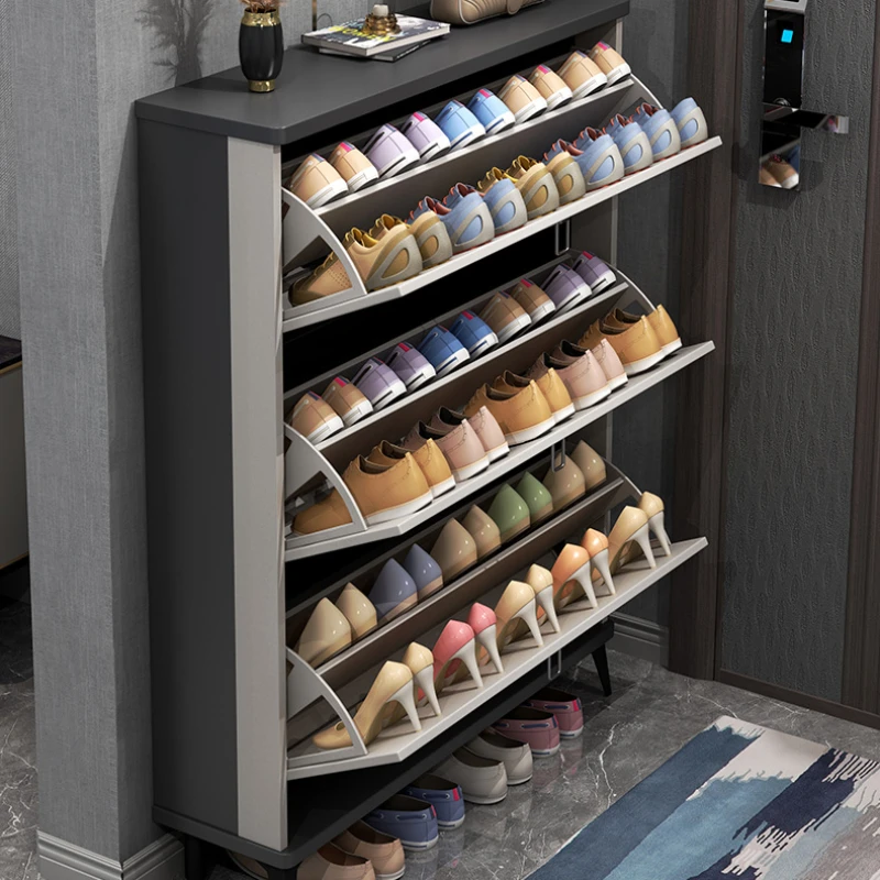 Italian Large Capacity Shoe Cabinet Ultra Thin Tipping Bucket Rotating Shoe Rack Hidden Storage Sapateira Home Furniture