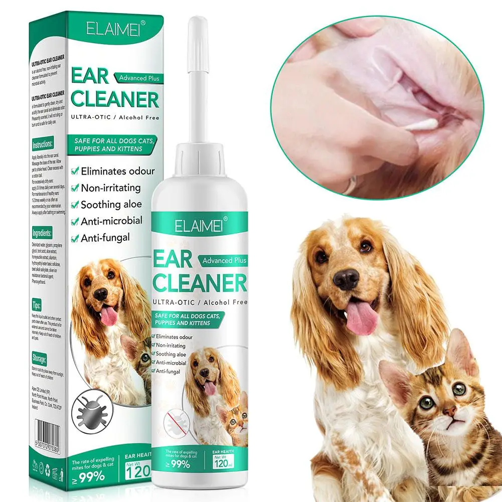 60/120ml Pet Ear Cleaner Cat Dog Ear Cleaner Ear Wax Ear Pet Remover Ear Non-irritating Supplies Cleansing Solution Wash X3E6