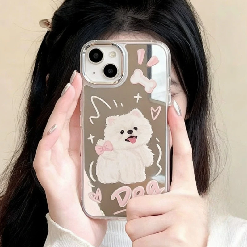 

Cute Cat Puppy Phone Case For Vivo Y21G Y21S Y21D Y21 2021 X8 T4 T4X T3X T3 Lite Z7 Pro Y75 Y38 Mirror Cartoon Dog Soft Cover