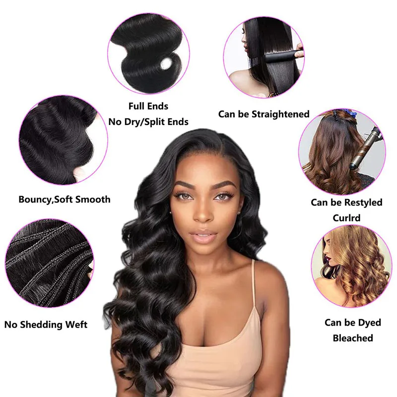 12A Brazilian Body Wave Bundles Human Hair 100% Unprocessed Virgin Hair Bundles Body Wave 1/3/4 Bundles Human Hair Bundles Deals