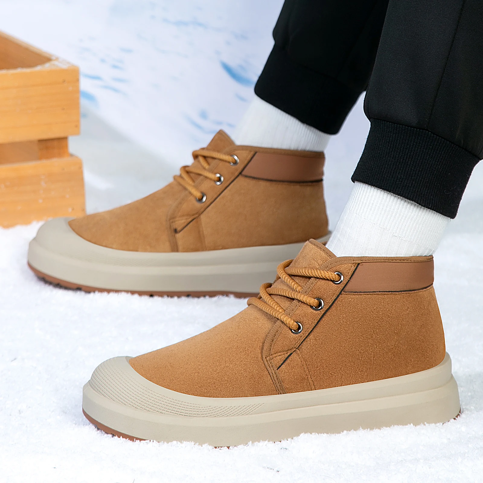 

Mens Winter Snow Boots Warm Plush Lined Comfortable Slip Resistant Outdoor Shoes for Cold Weather