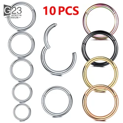 10Pcs ASTM F136 Titanium Hinged Hoop Nose Rings 20G 18G 16G Septum Ring Body Piercing Jewelry Helix Cartilage Rook Earring