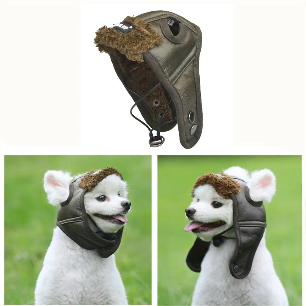 

Pilot Hat Pet Costume Brown L Size for Dog Cat Festive Accessory Enhance Bond Share Great for Photo
