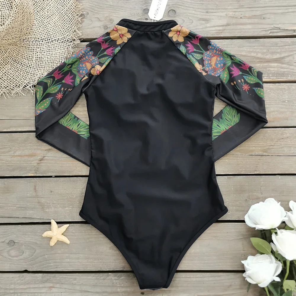2024 Surfing Sport Swimsuit One Piece Long Sleeves Women Swimwear Skeleton Zipper High Quality Bath Suit Halloween Costumes image 4