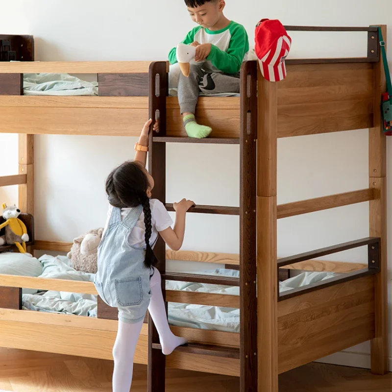 Full solid wood bunk bed 1m elevated bed multi-functional combination high and low bed with guardrail Children's upper