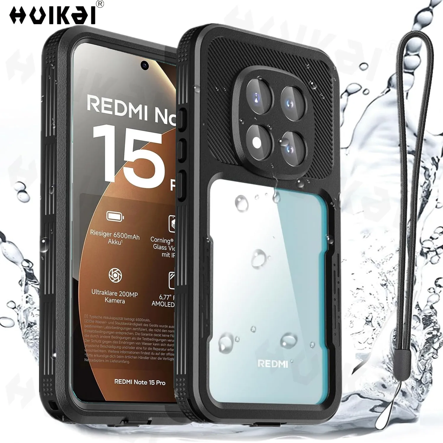 Wasserdichte Hülle für Xiaomi Redmi Note 15 Pro 5G Note 14 Pro 5G Schneesicher und Stoßfest IP68 Zertifiziert Vollständiger Körperschutz