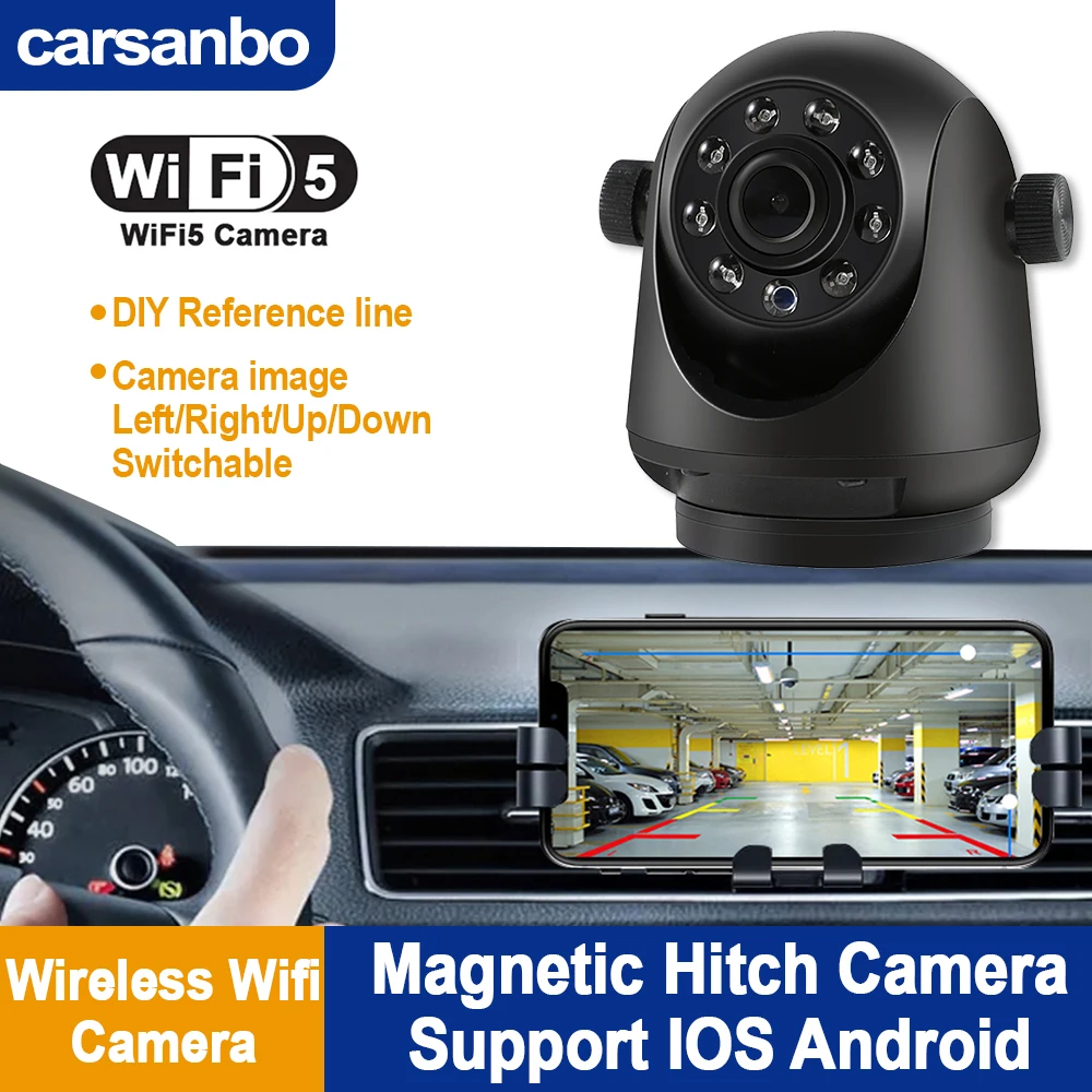 

Carsanbo Wireless WIFI Camera For Truck Camper Bus Magnetic Hitch Backup Reversing Monitoring Device Suppor IOS Android