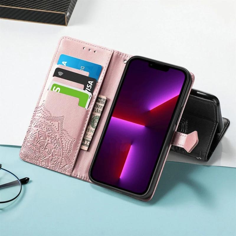 Applieriphone15mobile phone leather case for apple15proflip phone case embossed bracketxsleather cover