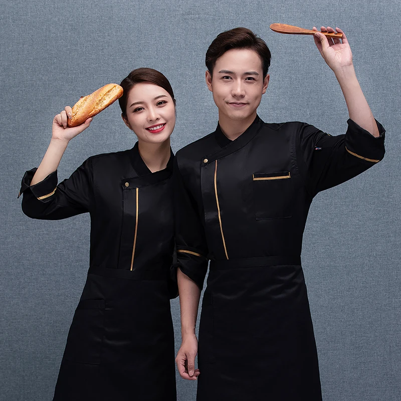 Uniforme de chef avec logo personnalisé, veste pour hommes, vêtements de cuisine, chemise de cuisine, serveuse, service alimentaire, hôtel, restauration rapide, pot chaud, manteau de magasin de gâteaux