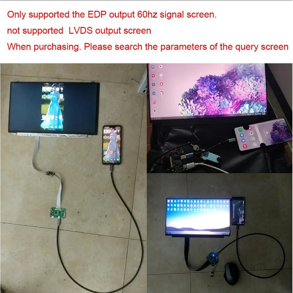 Isdn Type-c to EDP driver board 2K 4k 30PIN 40PIN LED LCD Projector screen display laptop notebook Mobile Phone Huawei Samsung