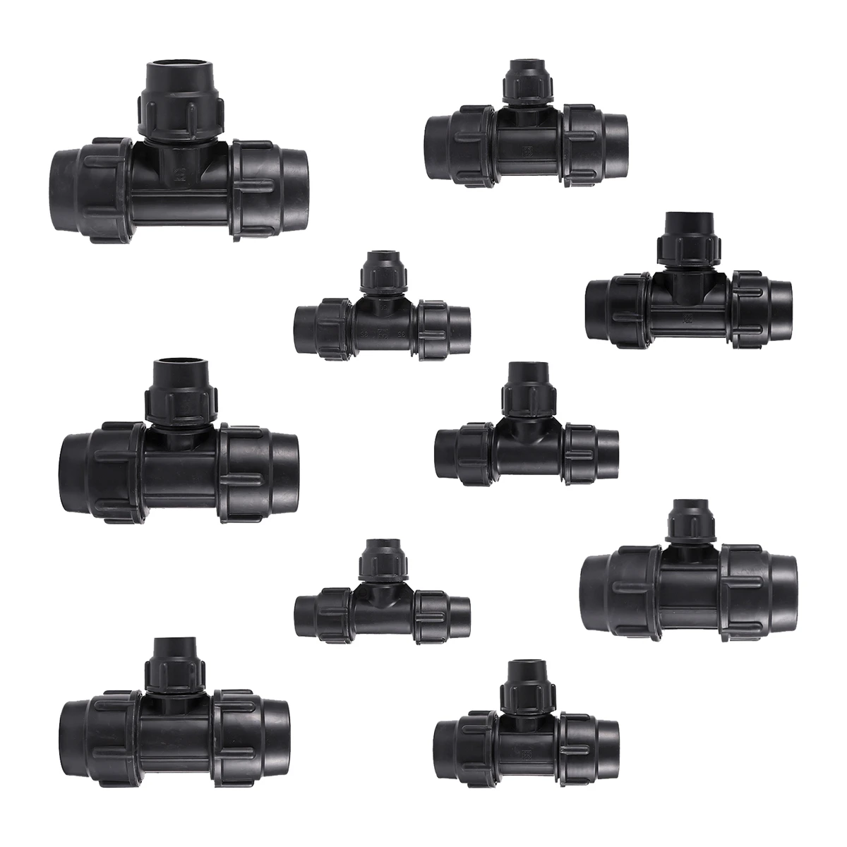 

Water Pipe Accessories PE/PVC/PPR/Aluminum-Plastic Pipe Black Tee Reducing Connector 20/25/32/40/50mm 3-Way Conversion Joint