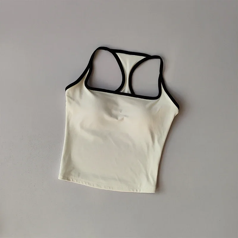 Integrierter stoßfester, farbblockierender I-Rücken, schöner, schnelltrocknender, vielseitiger Pilates-Yoga-Top, Fitness-BH, Damen-Sporttop – Detail 3