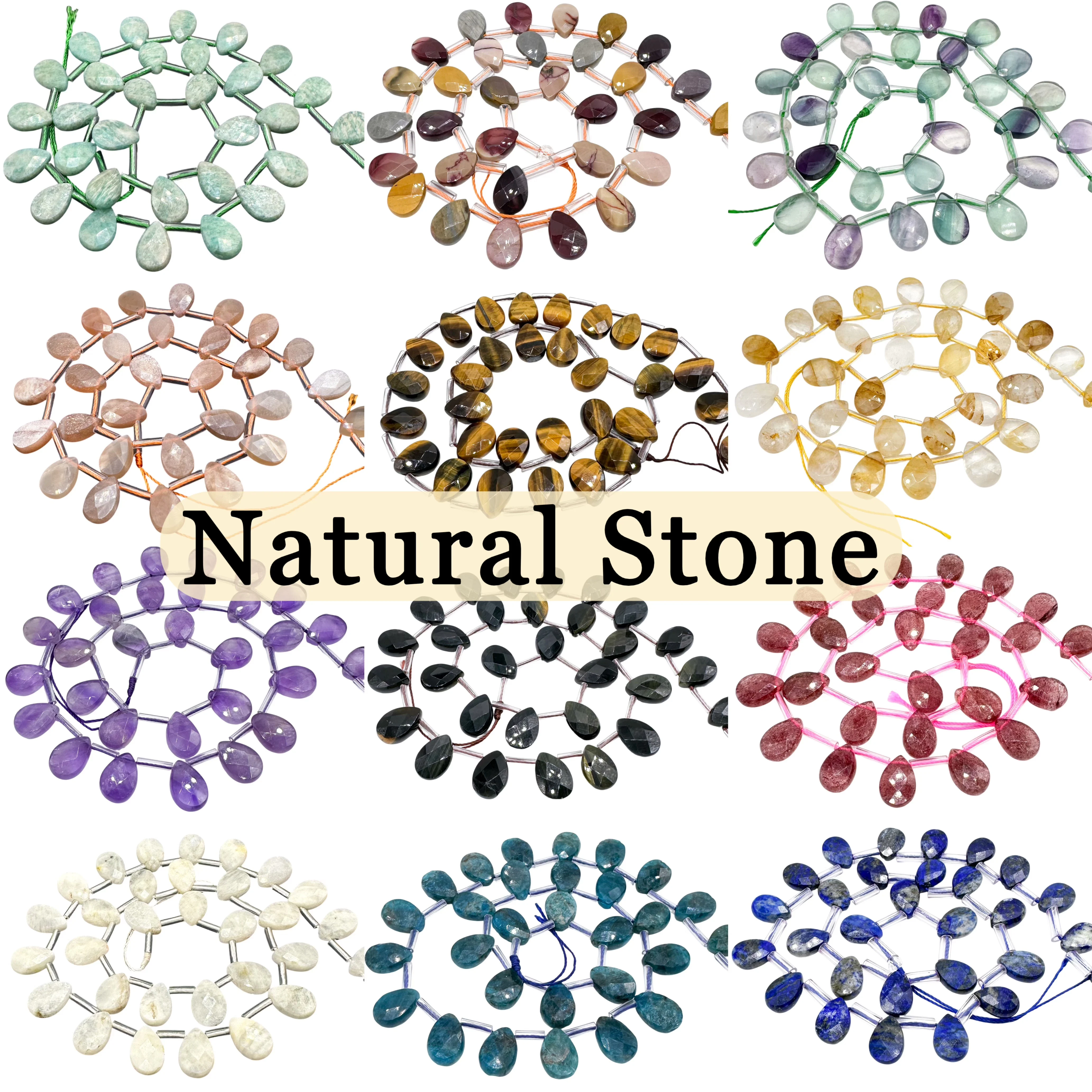 

High - Quality Natural Stones & Crystals in 8x12mm Teardrop Shape, Exquisitely Faceted, for DIY Jewelry Crafting