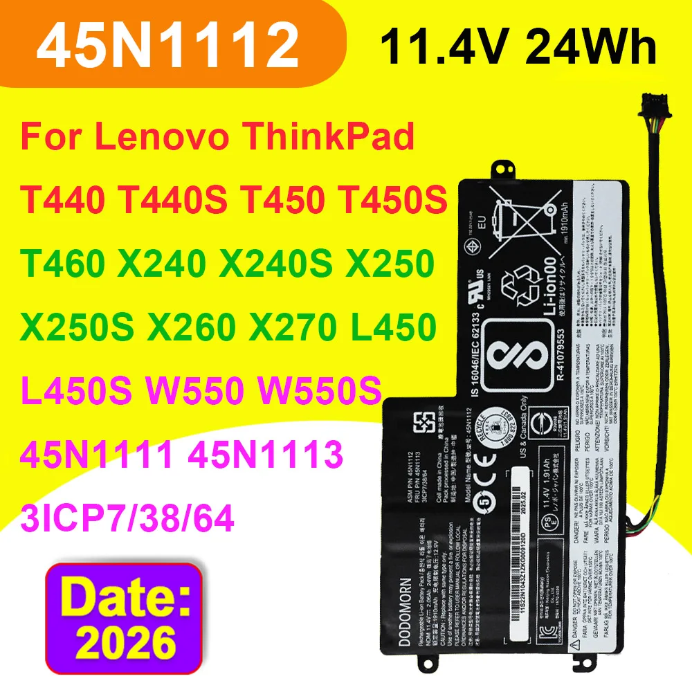 DODOMORN 24Wh 45N1112 45N1113 Laptop Battery For ThinkPad T440 T440S T450 T450S T460 T460P X230S X240 X250 X260 X270 L450 OEM