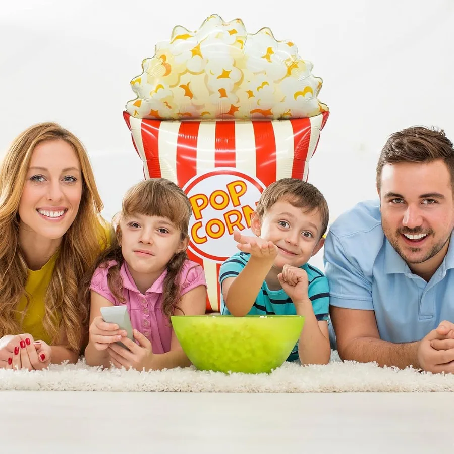 Palloncino gigante per popcorn da 60 pollici Palloncino autoadesivo per popcorn di carnevale per la decorazione della festa notturna di film di compleanno