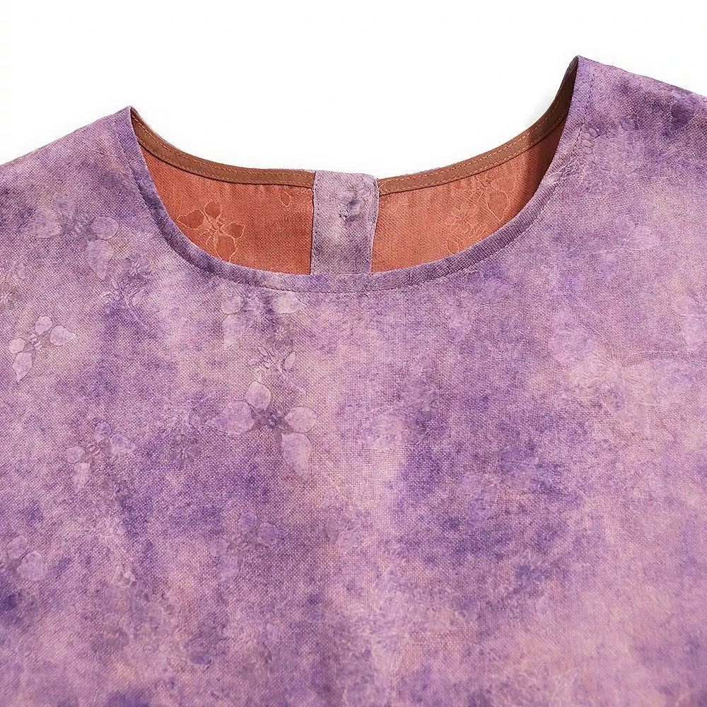 2026 Women's Fashion Summer Clothing Grass Dyeing 100% Natural Mulberry Silk Fragrant Cloud Yarn Round Neck Short Sleeve T-shirt