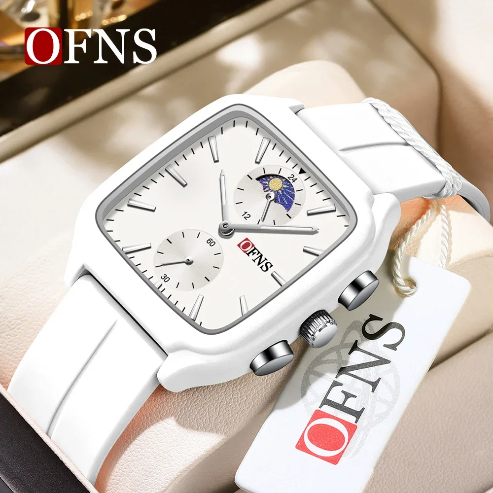 OFNS Top Brand 2025 New Luxury Women's Quartz Watch Multi functional Waterproof Moonphase Chronograph Women's Quartz Watch 7504