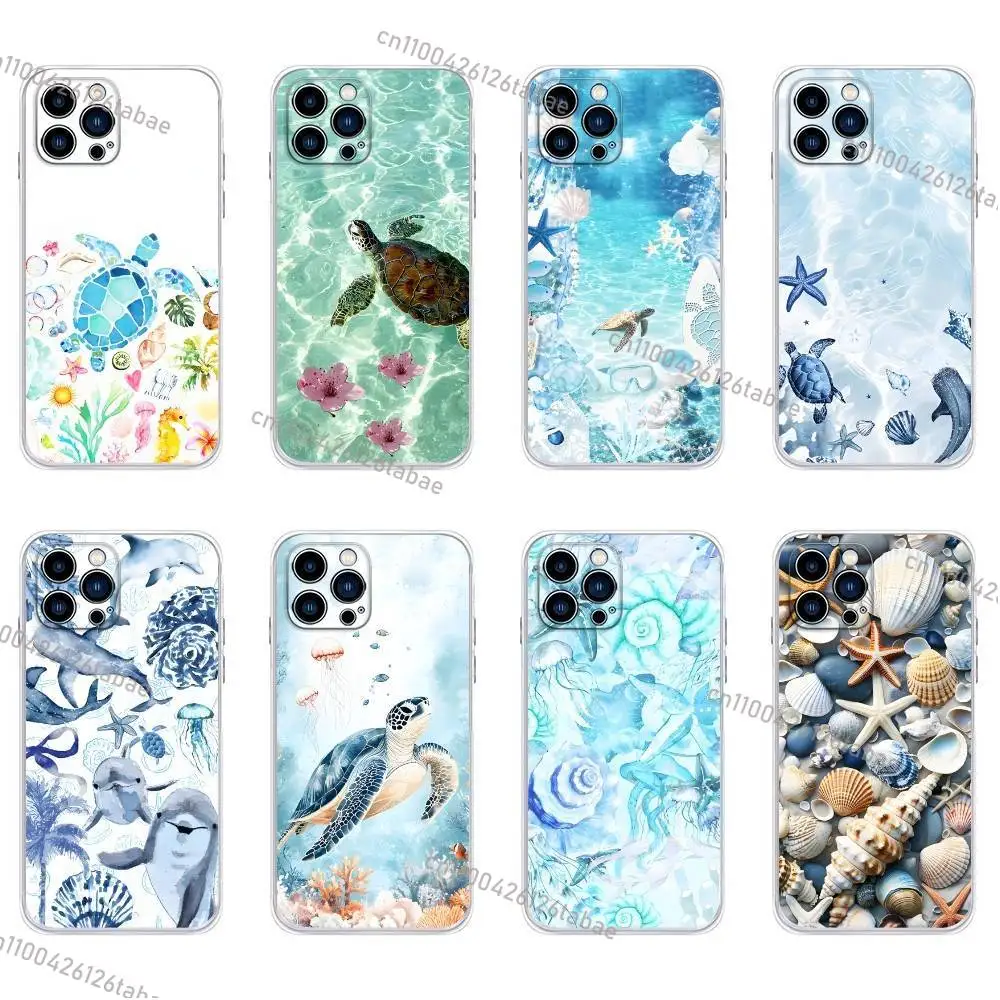 

Turtle Colorful Painting Phone Case For iPhone 17,16,15,14,13,12,11, Plus,Pro,Max,XR,XS,Plus,E,Mini Transparent Soft Cover