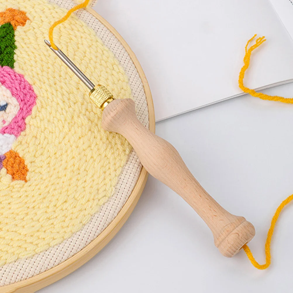 

1Set Wooden Adjustable Punch Needle Embroidery Kit for DIY Craft Stitching Cross Stitch Hobby Supplies Punch Needle Set