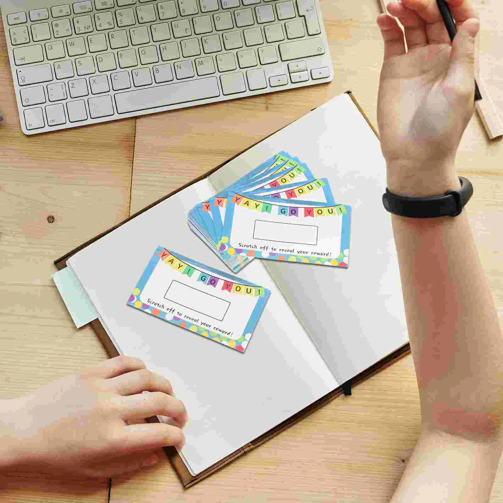 100 Pcs Scratch Card Stickers for Kids Reward Punch Tickets Paper Motivating Prize Teacher Student