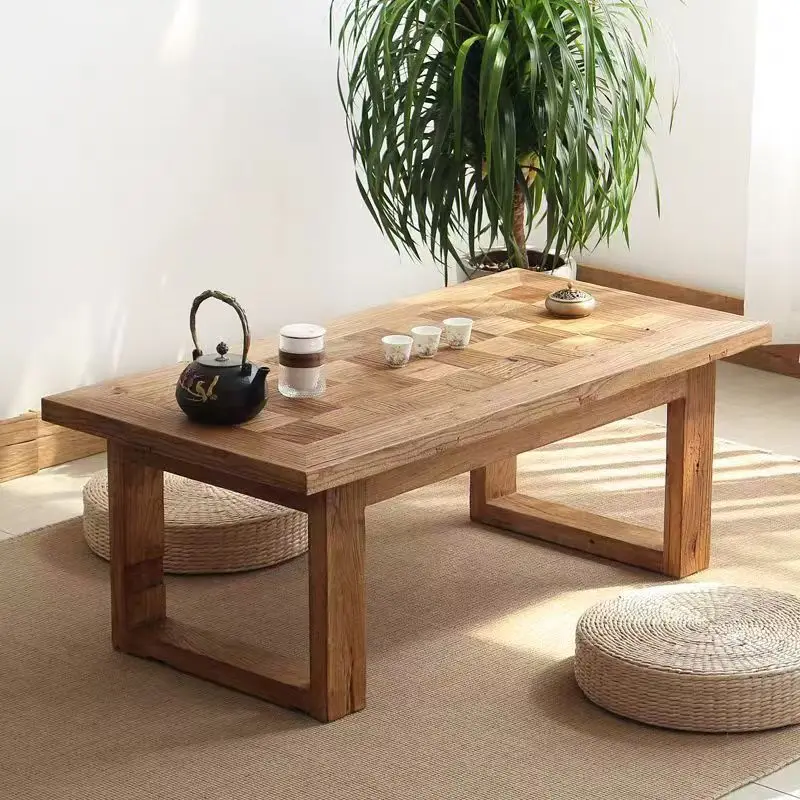 

Old elm tea table rectangular low new Chinese tea household bedroom study desk kung fu tea
