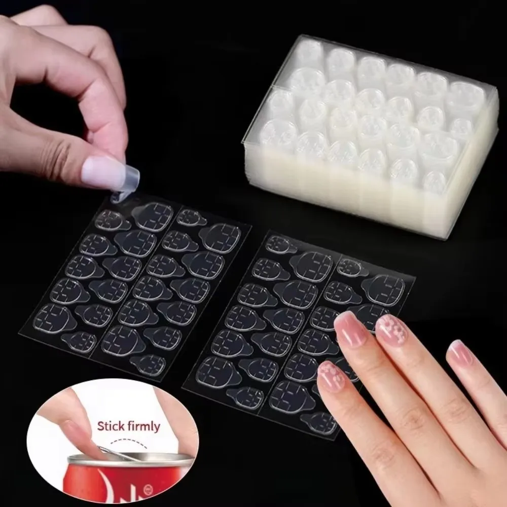 1-7sheet Double Side Nail Glue Sticker Adhesive Tabs For Fake Nails Supre Sticky Waterproof Breathable Nail Jelly Glue