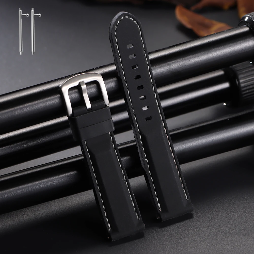 Силиконовый ремешок для часов 18 мм, 20 мм, 22 мм, 24 мм для Seiko, Huawei Watch GT5/4/3/2, ремешок для часов, водонепроницаемый браслет, быстросъемный ремешок