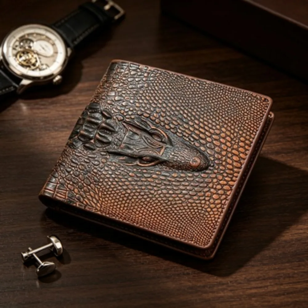 PU Leather Wallets Luxury Cattle Male Crocodile Emboss Simple Standard Brand Handy Purse Men Black Coffee Wallet