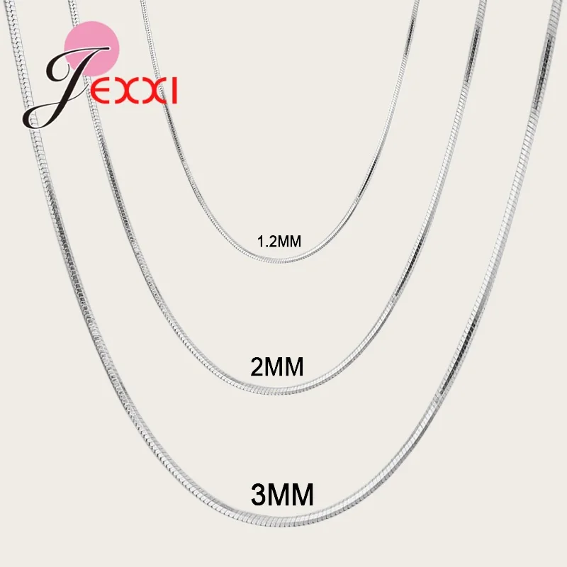 Promotion Sale Real Pure 925 Sterling Silver Needle Necklace Chain with Lobster Clasps Men Women Collar 1.2MM/3MM/4MM 16-30 Inch