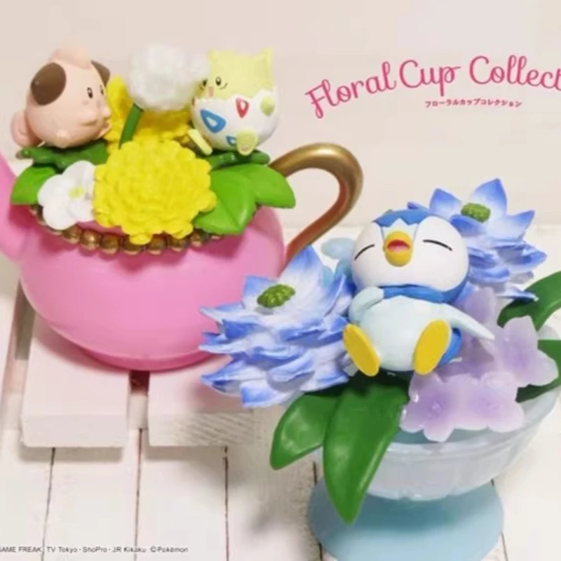 ReMent 포켓몬 픽시 플라워 티 컵 피카추 Ninetales Eevee Bulbasaur Collectible Desktop Decorations